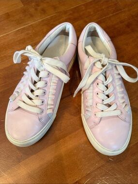 Tory Burch Pastel Pink Ruffle Lace-Up Sneakers